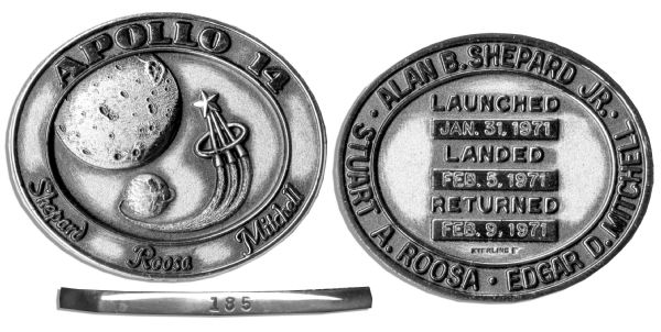 Jack Swigert's Personally Owned Apollo 14 Flown Robbins Medal, Serial Number 185