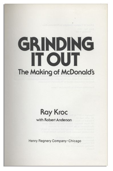 Ray Kroc Signed First Edition of ''Grinding It Out: The Making of McDonald's''