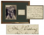 General John J. Pershing Autograph Quote Signed -- ...A nation that does not protect its citizens at home and abroad cannot long endure...