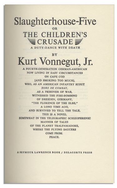 Kurt Vonnegut ''Slaughterhouse-Five'' First Edition Signed