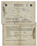 Adolf Eichmann Signed War-Dated Travel Pass -- The Only War-Dated Eichmann Piece Ever to be Auctioned