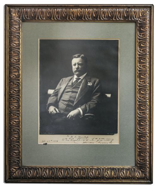 Large Theodore Roosevelt Photo Display Signed as President -- Image Alone Measures 13.75'' x 16.25''