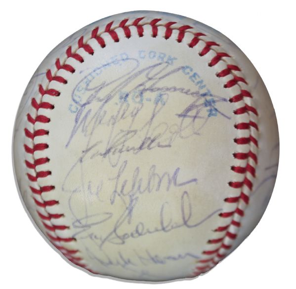 Baseball Signed by The 1980 New York Yankees -- Including All The HOFers -- Reggie Jackson, Gaylord Perry, Rich Goose Gossage and Yogi Berra, Who Signs as Coach