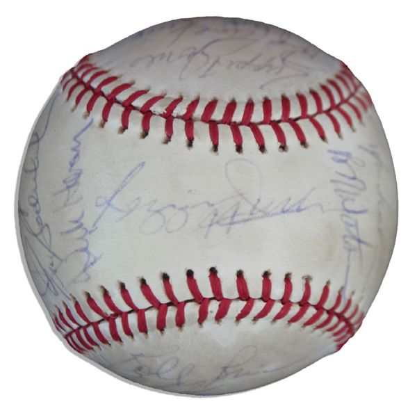 Baseball Signed by The 1980 New York Yankees -- Including All The HOFers -- Reggie Jackson, Gaylord Perry, Rich Goose Gossage and Yogi Berra, Who Signs as Coach