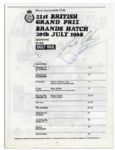 Jochen Rindt, Bruce McLaren, Jackie Oliver, Innes Ireland & Graham Hill 1968 Grand Prix Program Signed