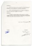 Didier Pironi & Ligier Document Signed -- Employment Contract in French -- Signed in Full on Last Page & Also Initialed on Each Page by Both Parties