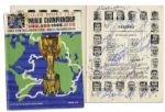 Vintage 1966 FIFA World Cup Program Signed by Its Champions, The England Squad -- With England & West Germany Supporters Rosettes
