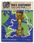 Vintage 1966 FIFA World Cup Program Signed by Its Champions, The England Squad -- With England & West Germany Supporter's Rosettes