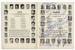 Vintage 1966 FIFA World Cup Program Signed by Its Champions, The England Squad -- With England & West Germany Supporter's Rosettes
