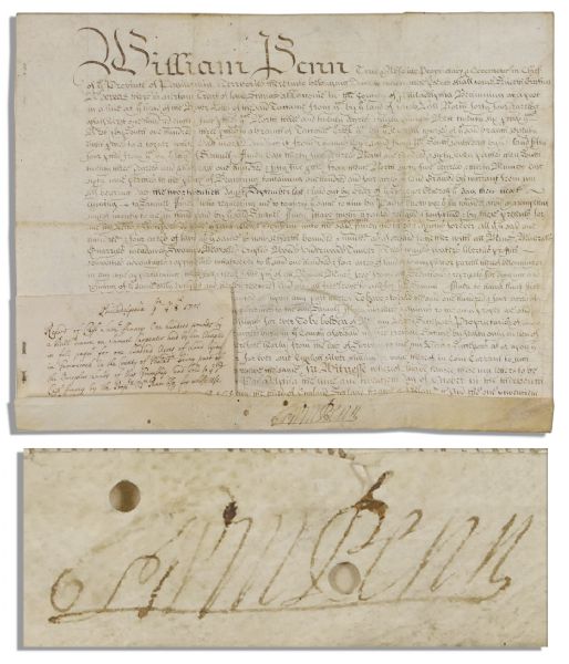 William Penn 1701 Land Grant Signed