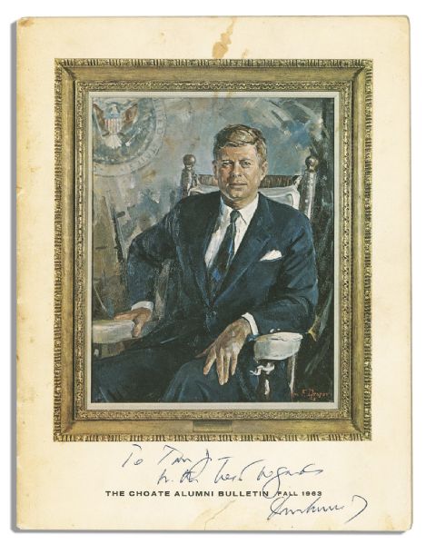 John F. Kennedy Alumni Bulletin From His Alma Mater Choate, Signed