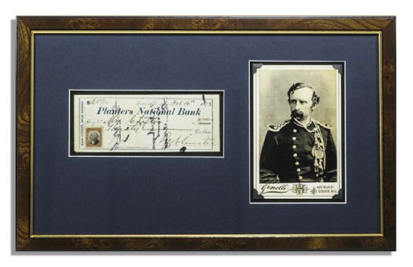 General George Custer Signed 1873 Check -- Made out to a Mrs. Clifton, Whom Famously Turned Out to Be a Male Posing as a Woman & Married to a Soldier in the 7th U.S. Cavalry