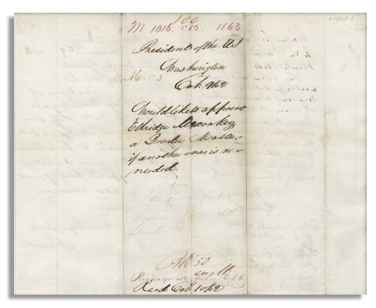 Extraordinarily Rare Abraham Lincoln Autograph Letter Signed & Autograph Noted Signed as President Upon The Same Sheet -- ''...bearer...was wounded at Gaine's Mill...''