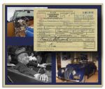 Franklin Roosevelt Registration Document Twice Signed as President for His Custom Car in 1940, the 1936 Ford Phaeton Currently on Display at the FDR Presidential Library and Museum