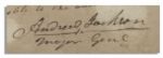 Rare Andrew Jackson War of 1812 Manuscript Document Signed -- With Content Regarding Him Earning the Nickname ''Old Hickory''