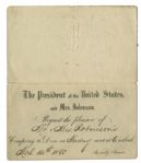 President Andrew Johnson Invitation to Dine at the White House -- Rare Invitation from the Johnson Administration
