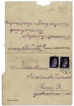 Concentration Camp Victim at Ravensbrueck Writes to His Parents -- ''...How are you? Same old, same old here and everything in order. I wish Merry Christmas and send you kisses...''
