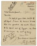 Valley of the Kings Egyptologist James E. Quibell Autograph Letter Signed From 1906 -- ''...that I may be granted 3 1/2 months leave to be spent out of Egypt...''