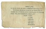 William McKinley Assassination Bulletin -- Physicians Report on 8 September 1901, Six Days Before the President Died -- ...the President Since the Last Bulletin Has Slept Quietly...