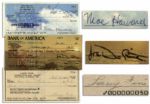Three Stooges Signed Checks -- Three Checks, One Each Signed by Moe Howard, Larry Fine and Curly Joe DeRita, the So-Called Sixth Stooge