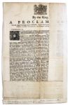 Broadside Issued by King Charles II Calling on His Subjects to Act as Bounty Hunters -- 1678