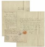 Rene Gagnon Autograph Letter, Three-Times Signed -- 3 Months Before Iwo Jima -- ...in the field most of the week...boy was it dirty...the foxhole was muddy. Boy what a life!...