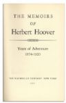 Herbert Hoover Signed First Printing of His ''Memoirs'' -- Dedicated to the Fed Chairman Who Served During Black Tuesday, the Infamous Stock Market Crash of 1929