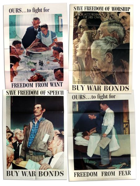 Lot Detail - Norman Rockwell's Original 1943 ''Four Freedoms'' Poster Set