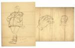 Al Capp Pencil Drawing of a Man in a Suit, Likely The Cartoonist Himself