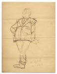 Al Capp Pencil Drawing of a Man in a Suit, Likely The Cartoonist Himself