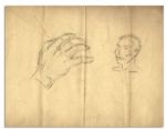 Al Capp Pencil Drawing of a Man in a Suit, Likely The Cartoonist Himself