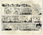 Lil Abner Sunday Strip Hand-Drawn by Al Capp From 4 June 1967 -- Featuring Hairless Joe, Lonesome Polecat & Minihahaskirt -- 29 x 28.25 -- With Sketch to Verso -- Near Fine
