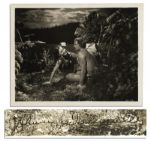 Johnny Weissmuller 10 x 8 Photo Signed as Tarzan