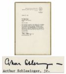 Arthur Schlesinger Typed Letter Signed -- ...As for the Warren Commission, it does seem to me that its investigation was in several respects inadequate...