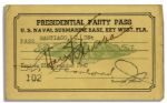 Harry Truman Signed Presidential Pass to Enter the U.S. Naval Submarine Base