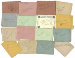 Collection of 26 Autographs of Hollywood Actors -- Including Bob Hope, Jack La Rue, Bruce Cabot & More