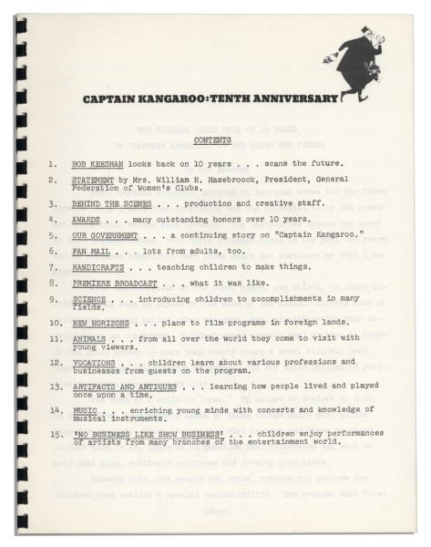 Set of Eight Captain Kangaroo Anniversary Booklets -- Commemorating the Show's 10th Anniversary & 5,000th Broadcast