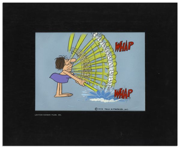 Ray Bradbury Personally Owned Field Enterprises Animation Cel From ''B.C.'' Comic Series -- Depicts ''The Fat Broad'' -- Matted to 17'' x 14'' -- Cel is Near Fine -- With COA From Estate