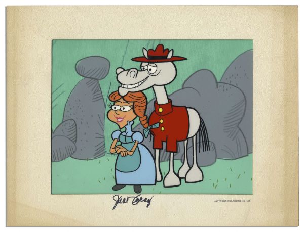 Ray Bradbury Personally Owned ''Rocky and Bullwinkle Show'' Animation Cel Featuring Horse & Nell -- Signed by June Foray, the Voice of Rocky & Natasha