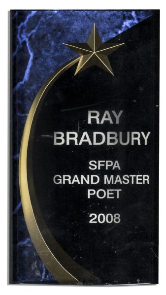 Ray Bradbury ''Grand Master Poet'' Award From the Science Fiction Poetry Association