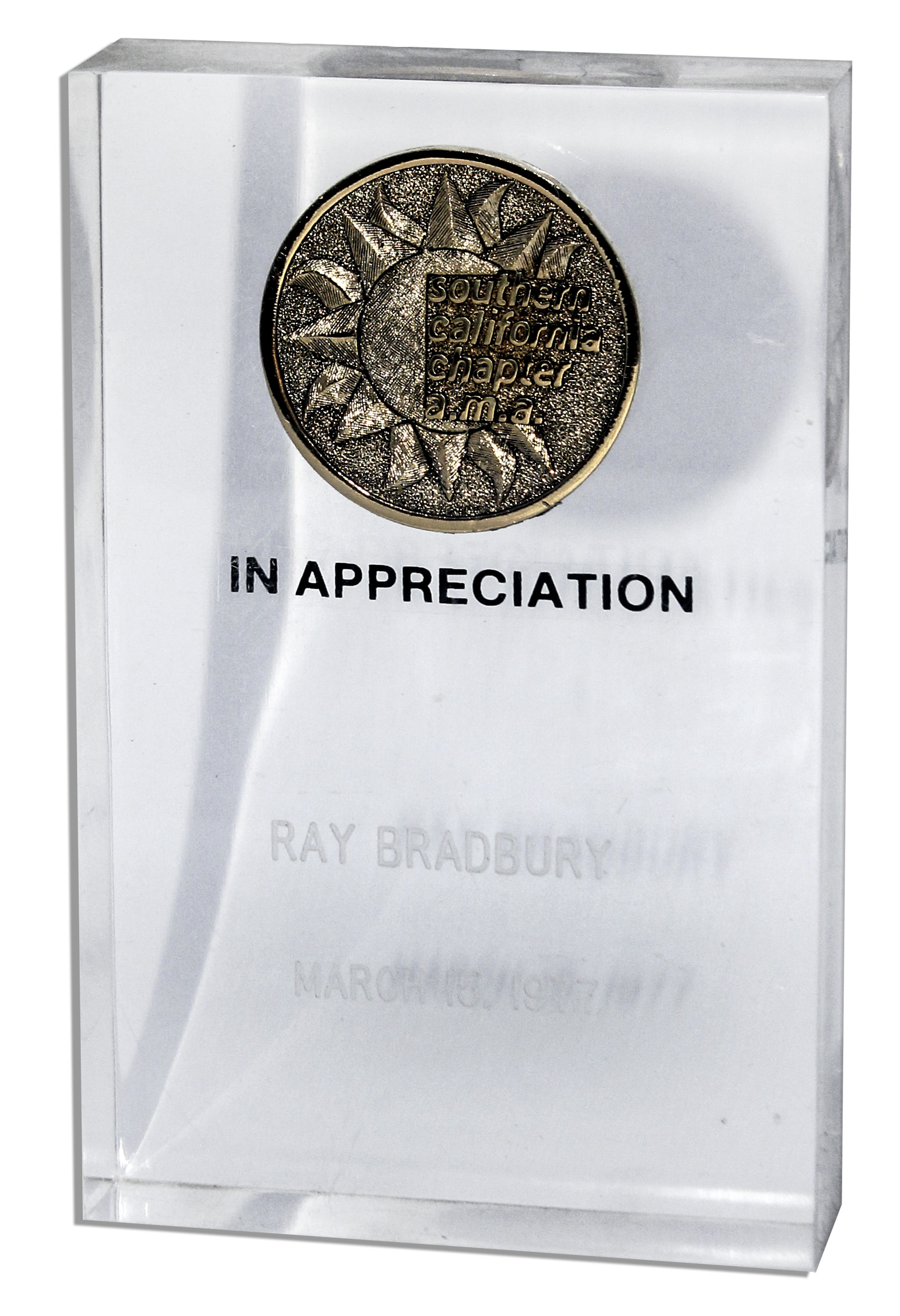 Lot Detail - Ray Bradbury Award From the Southern ...