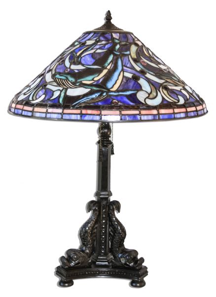Ray Bradbury Personally Owned Pair of Stained Glass Lamps