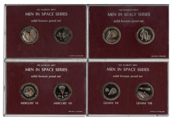 Ray Bradbury Personally Owned Lot of Space Medals From the Danbury Mint -- Lot of 11 ''Men in Space'' Bronze Medal Sets