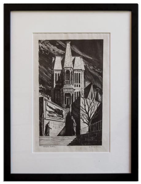 Ray Bradbury Personally Owned Art by Joseph Mugnaini -- Lot of Two Piece: ''Modern Gothic'' Limited Edition Signed by Mugnaini & ''The Stone Mason'' Also Signed