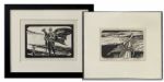 Ray Bradbury Personally Owned Pair of Joseph Mugnaini Relief Prints From The Martian Chronicles