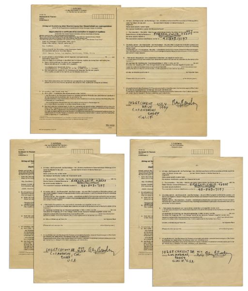 Ray Bradbury Lot of 3 German Tax Documents, Each Signed by Bradbury
