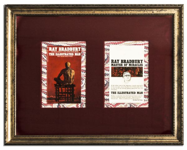 Ray Bradbury Pair of Framed Paperback Covers of His Books ''Fahrenheit 451'' & ''The Illustrated Man'' -- Larger Measures 21.5'' x 17.25'' -- Very Good -- With COA From Bradbury Estate