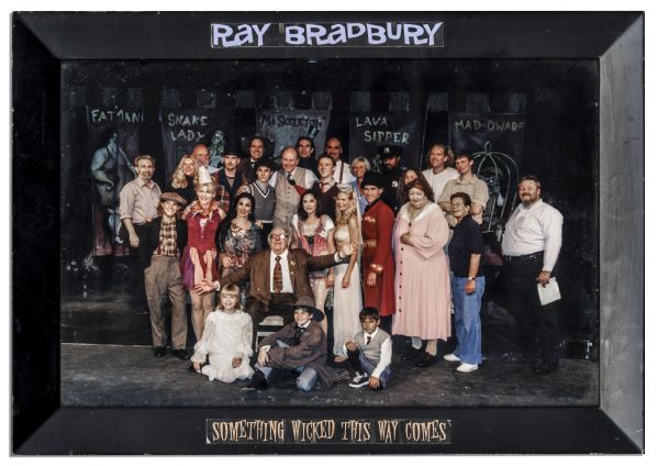 Ray Bradbury Owned Art -- Limited Edition Bradbury Portrait, Photo of Bradbury & Cast of ''Something Wicked'' & 2 Watercolors -- 14.5'' x 18.5'' -- Near Fine -- COA From Estate