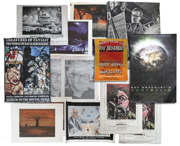Ray Bradbury Personally Owned Lot of 15 Large Posters -- Including Four Posters (2 Artist Proofs) by Bradbury Himself & Two Signed by Bradbury