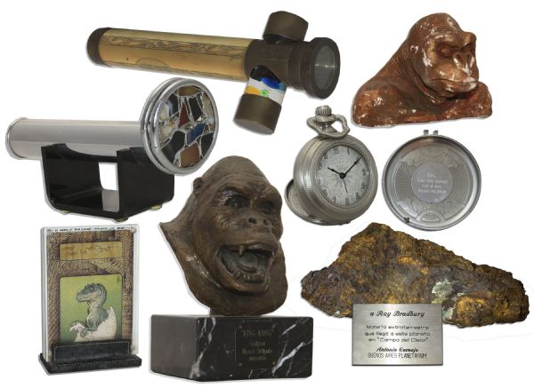 Ray Bradbury Collection of Seven Personal Items & Pieces of Art -- Including a Bust of King Kong
